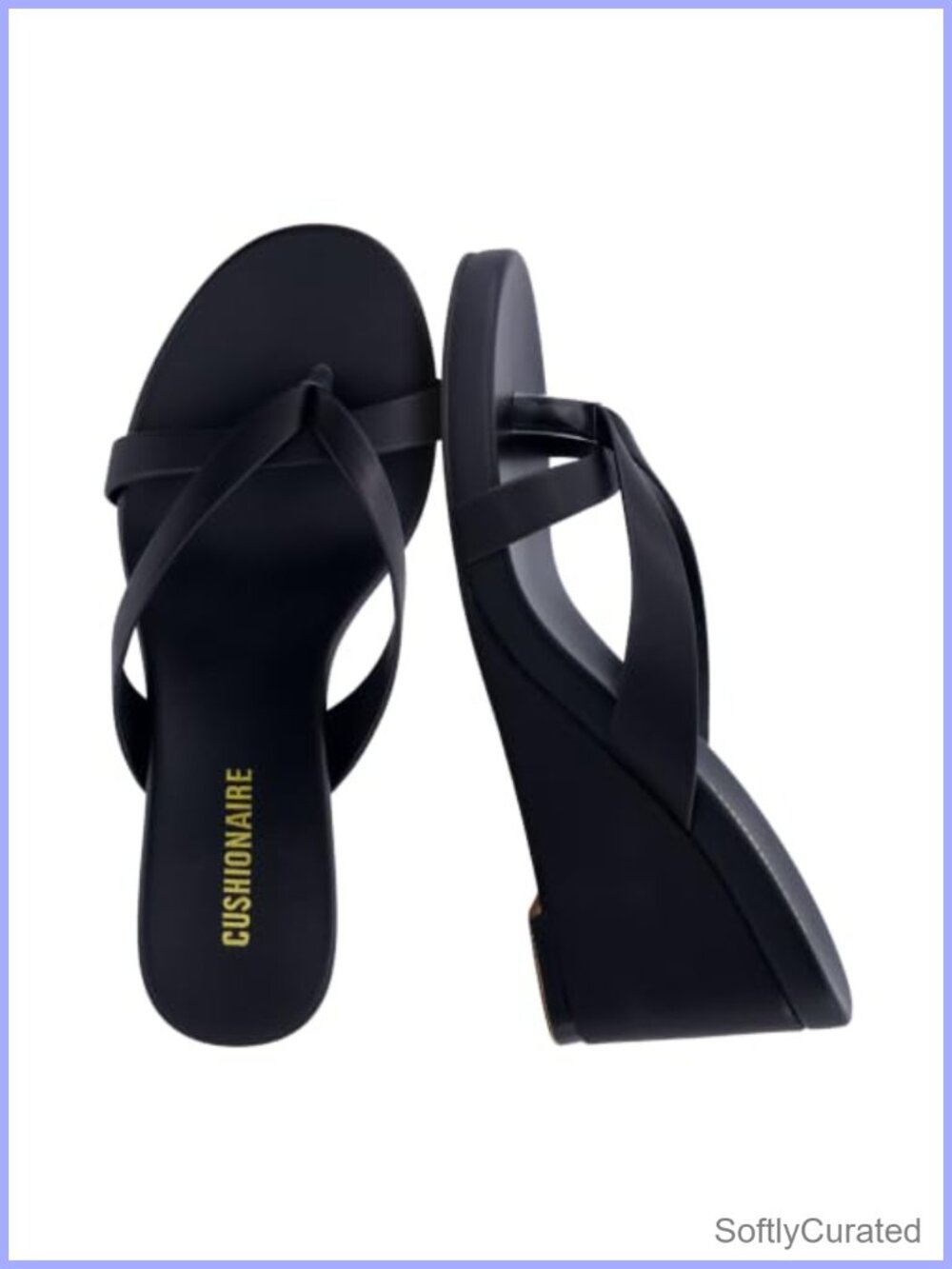 Mona Slip-On Lightweight Wedge Sandals Faux Leather 3-Inch Heel